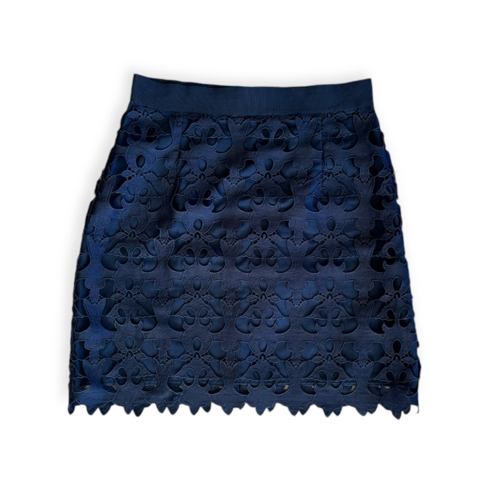 LOFT Navy Blue Scalloped Lace Mini Skirt